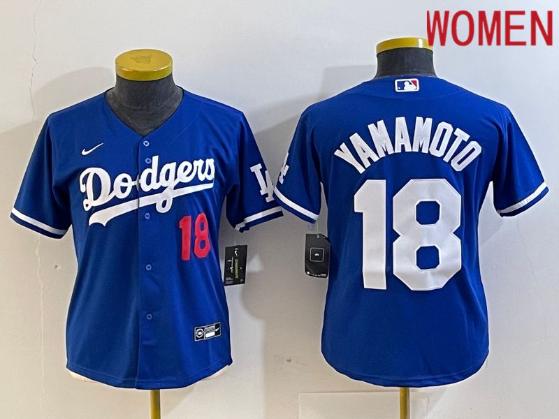 Women Los Angeles Dodgers #18 Yamamoto Blue Nike Game MLB Jersey style 2->youth mlb jersey->Youth Jersey